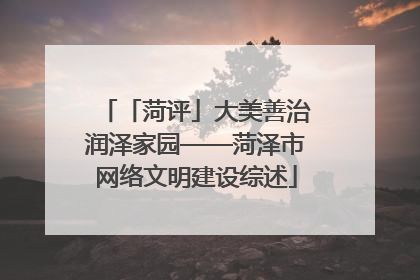 「菏评」大美善治润泽家园——菏泽市网络文明建设综述