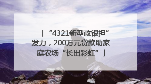 “4321新型政银担”发力，200万元贷款助家庭农场“长出彩虹”