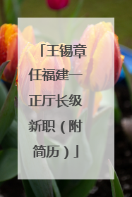 王锡章任福建一正厅长级新职（附简历）