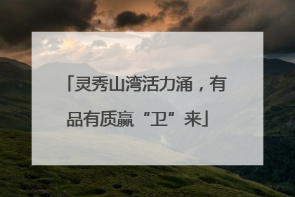 灵秀山湾活力涌，有品有质赢“卫”来