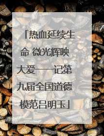 热血延续生命 微光辉映大爱一一记第九届全国道德模范吕明玉