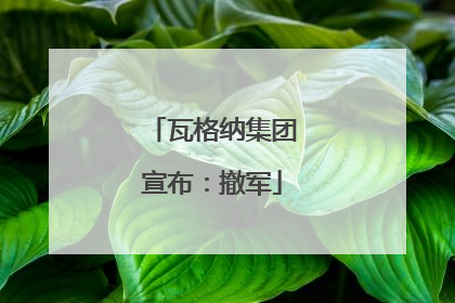 瓦格纳集团宣布：撤军