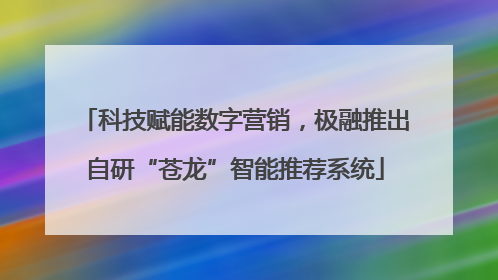 科技赋能数字营销，极融推出自研“苍龙”智能推荐系统
