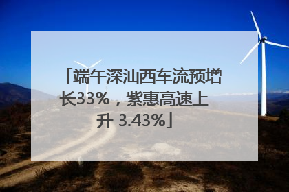 端午深汕西车流预增长33%，紫惠高速上升 3.43%