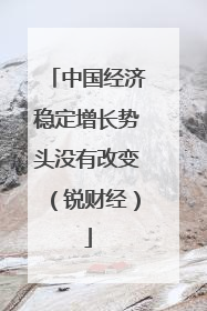 中国经济稳定增长势头没有改变（锐财经）