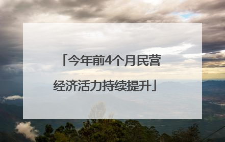 今年前4个月民营经济活力持续提升