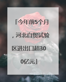 今年前5个月，河北自贸试验区进出口超300亿元