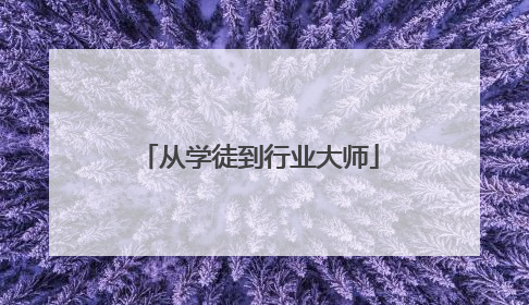 从学徒到行业大师