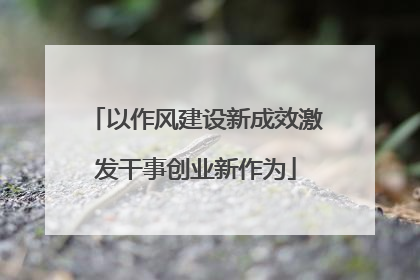以作风建设新成效激发干事创业新作为