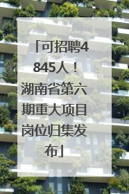 可招聘4845人！湖南省第六期重大项目岗位归集发布