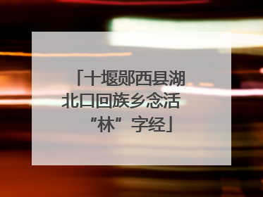 十堰郧西县湖北口回族乡念活“林”字经