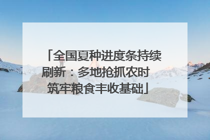 全国夏种进度条持续刷新：多地抢抓农时 筑牢粮食丰收基础