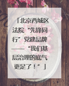 北京西城区法院“先锋同行”党建品牌——“我们基层治理的底气更足了！”