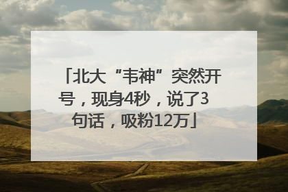 北大“韦神”突然开号，现身4秒，说了3句话，吸粉12万