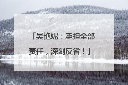 吴艳妮：承担全部责任，深刻反省！