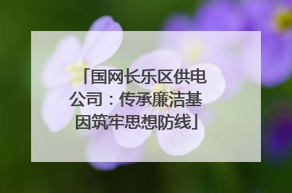 国网长乐区供电公司：传承廉洁基因筑牢思想防线