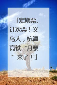 定期票、计次票！义乌人，杭温高铁“月票”来了！