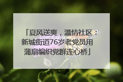 夏风送爽，温情社区：新城街道76岁老党员用蒲扇编织党群连心桥