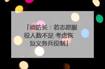 德防长：若志愿服役人数不足 考虑恢复义务兵役制