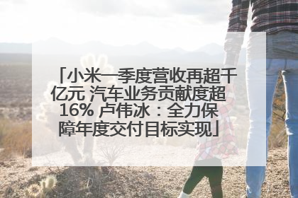 小米一季度营收再超千亿元 汽车业务贡献度超16% 卢伟冰：全力保障年度交付目标实现