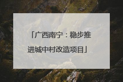 广西南宁：稳步推进城中村改造项目