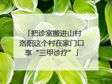 把诊室搬进山村 洛阳这个村在家门口享“三甲诊疗”