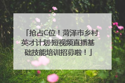 抢占C位!菏泽市乡村英才计划·短视频直播基础技能培训招募啦!