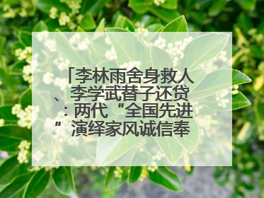 李林雨舍身救人、李学武替子还贷：两代“全国先进”演绎家风诚信奉献传奇