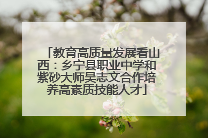 教育高质量发展看山西：乡宁县职业中学和紫砂大师吴志文合作培养高素质技能人才