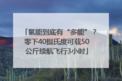 氢能到底有“多能”？零下40摄氏度可载50公斤续航飞行3小时