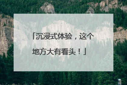 沉浸式体验，这个地方大有看头！