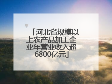 河北省规模以上农产品加工企业年营业收入超6800亿元