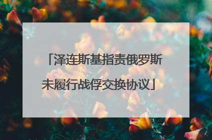 泽连斯基指责俄罗斯未履行战俘交换协议