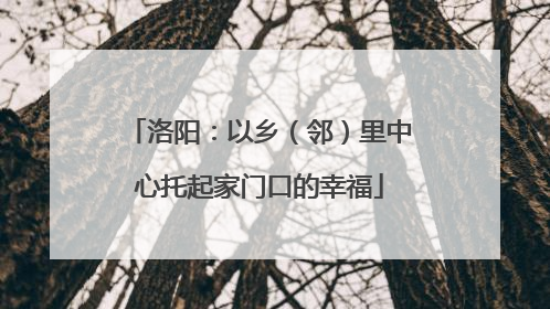 洛阳：以乡（邻）里中心托起家门口的幸福