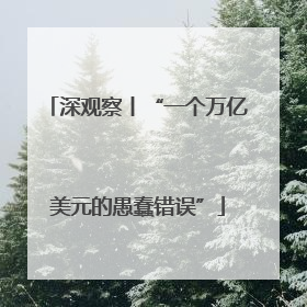 深观察丨“一个万亿美元的愚蠢错误”
