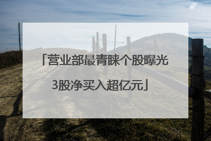 营业部最青睐个股曝光 3股净买入超亿元