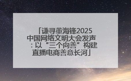 谦寻董海锋2025中国网络文明大会发声：以“三个向善”构建直播电商善意长河