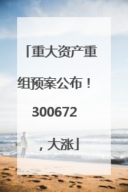 重大资产重组预案公布！300672，大涨