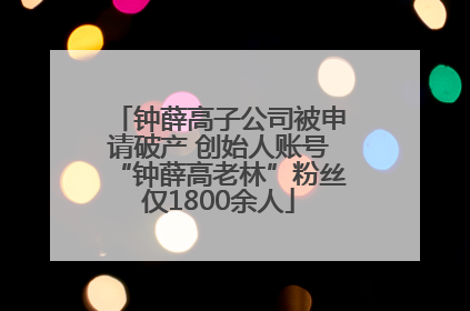钟薛高子公司被申请破产 创始人账号“钟薛高老林”粉丝仅1800余人