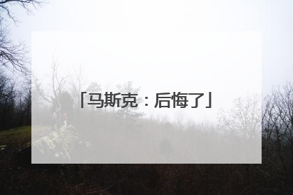 马斯克：后悔了