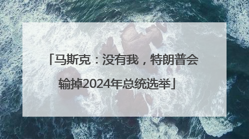 马斯克：没有我，特朗普会输掉2024年总统选举
