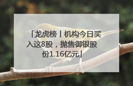 龙虎榜丨机构今日买入这8股，抛售御银股份1.16亿元