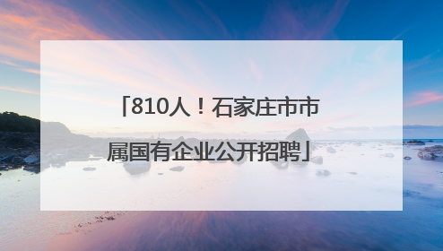 810人！石家庄市市属国有企业公开招聘